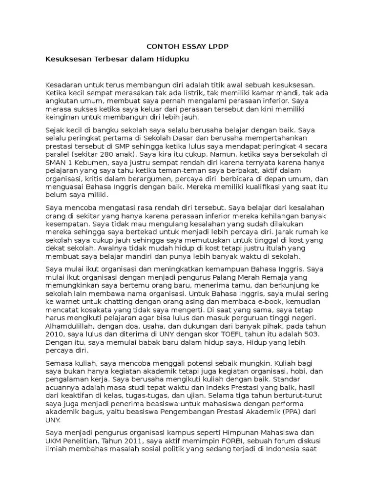 5 Contoh Essay Beasiswa LPDP Berdasarkan Jenisnya